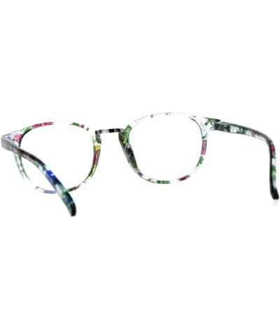 Womens Flower Pattern Thin Plastic Horn Rim Reading Glasses - Green Pink - CL180YYX6O3 $6.88 Oval