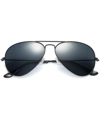 Aviator sunglasses polarized for men-women- 100% UVA/UVB protection - Black - CY18EO9YDQA $33.26 Round