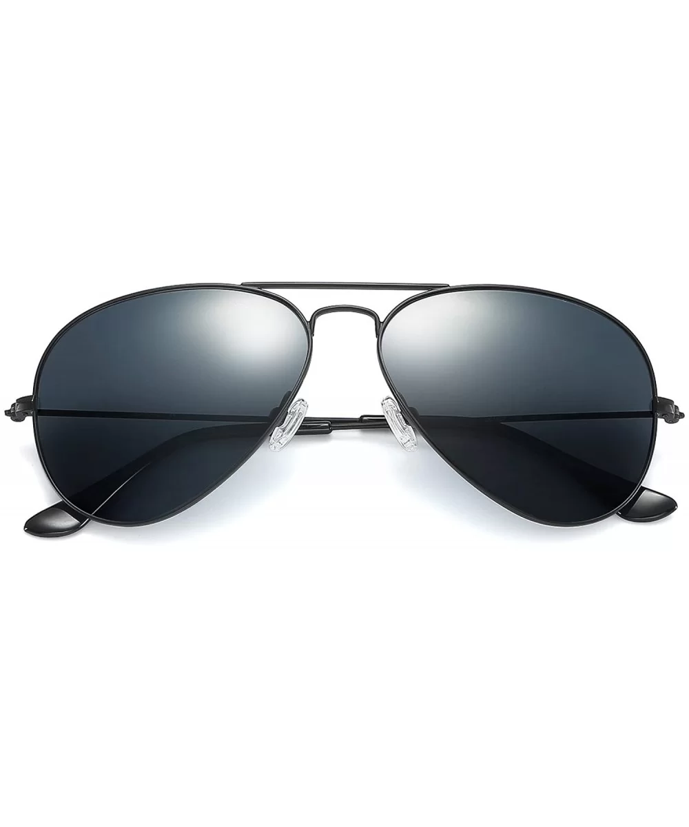 Aviator sunglasses polarized for men-women- 100% UVA/UVB protection - Black - CY18EO9YDQA $33.26 Round