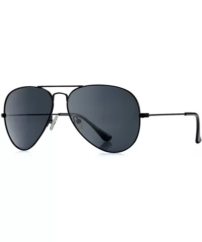 Aviator sunglasses polarized for men-women- 100% UVA/UVB protection - Black - CY18EO9YDQA $33.26 Round