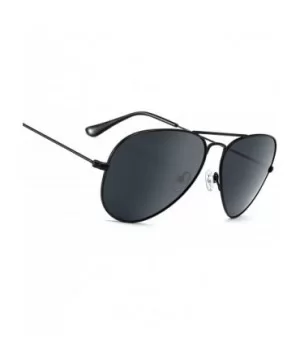 Aviator sunglasses polarized for men-women- 100% UVA/UVB protection - Black - CY18EO9YDQA $33.26 Round