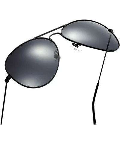 Aviator sunglasses polarized for men-women- 100% UVA/UVB protection - Black - CY18EO9YDQA $33.26 Round