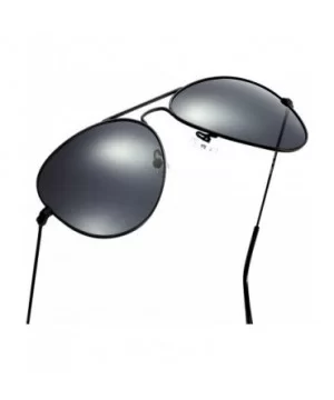 Aviator sunglasses polarized for men-women- 100% UVA/UVB protection - Black - CY18EO9YDQA $33.26 Round