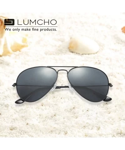 Aviator sunglasses polarized for men-women- 100% UVA/UVB protection - Black - CY18EO9YDQA $33.26 Round