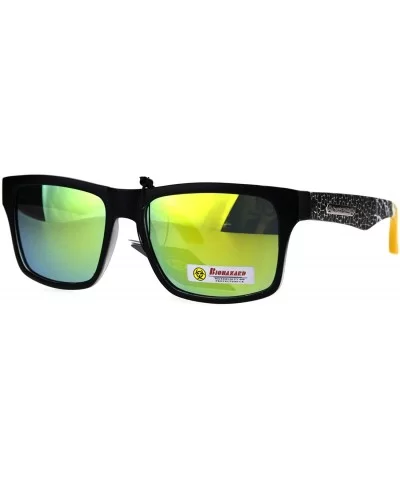 Biohazard Sunglasses Matted Rectangular Frame Unisex Skater Shades - Black Yellow - C1188W6S7CG $8.97 Rectangular