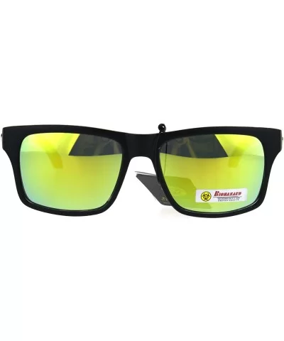 Biohazard Sunglasses Matted Rectangular Frame Unisex Skater Shades - Black Yellow - C1188W6S7CG $8.97 Rectangular