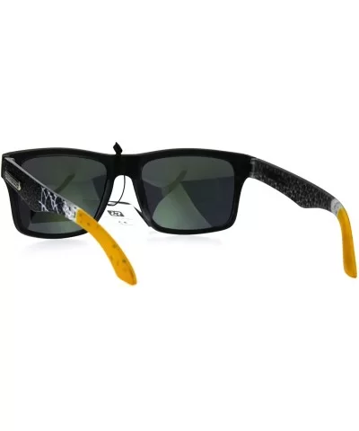 Biohazard Sunglasses Matted Rectangular Frame Unisex Skater Shades - Black Yellow - C1188W6S7CG $8.97 Rectangular