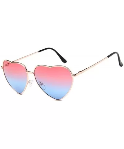 Women's S014 Heart Aviator 55mm Sunglasses - Pink Blue - CQ186HL92ZU $7.80 Oversized