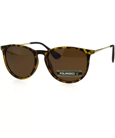 Polarized Mens Thin Plastic Keyhole Horn Rim Mod Fashion Sunglasses - Tortoise Brown - CS18H3WU9WY $8.62 Round