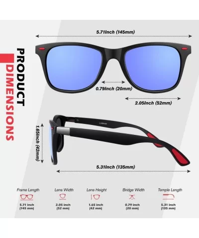 Polarized Sunglasses for Men Retro Classic Square Frame Shades SR003 - Z 0 Matte Black Frame Mirrored Blue Lens - C518T83NWWQ...