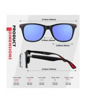 Polarized Sunglasses for Men Retro Classic Square Frame Shades SR003 - Z 0 Matte Black Frame Mirrored Blue Lens - C518T83NWWQ...