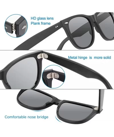 Glass Lens Fashion Sunglasses for Men and Women Black Plank Frame Metal Hinge Retro Driving Sports Sun Glasses - CQ1948QNTQ8 ...