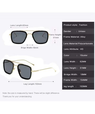 Metal Square Sunglasses Women Men Vintage Alloy Frame Driving Glasses - Black Gold Frame Grey - C018X63OZ7W $7.70 Square