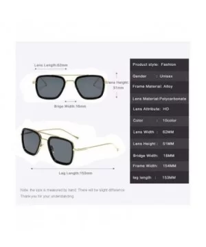 Metal Square Sunglasses Women Men Vintage Alloy Frame Driving Glasses - Black Gold Frame Grey - C018X63OZ7W $7.70 Square