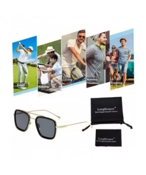 Metal Square Sunglasses Women Men Vintage Alloy Frame Driving Glasses - Black Gold Frame Grey - C018X63OZ7W $7.70 Square