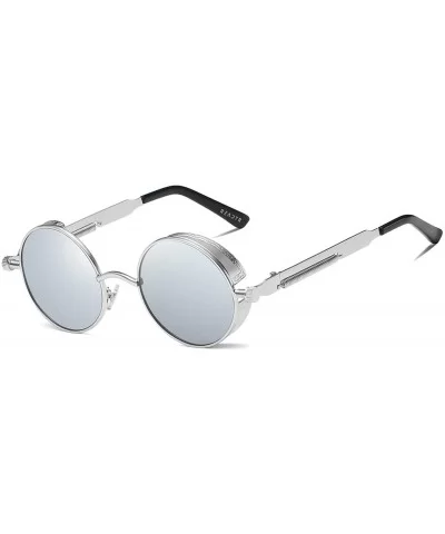 Polarized Round Sunglasses for Men Driving Fishing UV400 Protection Alloy Golden Frame - Silver - CJ18AXUL40O $9.94 Sport