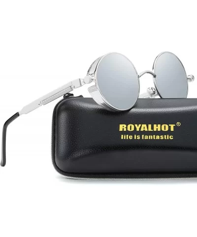 Polarized Round Sunglasses for Men Driving Fishing UV400 Protection Alloy Golden Frame - Silver - CJ18AXUL40O $9.94 Sport