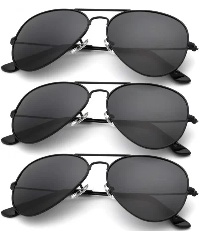 Classic Aviator Sunglasses for Men Women Driving Sun glasses Polarized Lens 100% UV Blocking - F (3 Pack) Black - CW18ULCANCS...