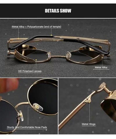 Polarized Round Sunglasses for Men Driving Fishing UV400 Protection Alloy Golden Frame - Silver - CJ18AXUL40O $9.94 Sport