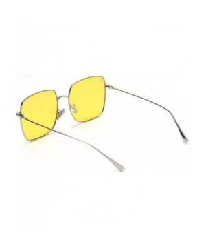 Mirror Sunglasses Men Polarized Metal Frame Big Sun Glasses for Women Square - Silver With Yellow - C818W4C5SUG $6.56 Square