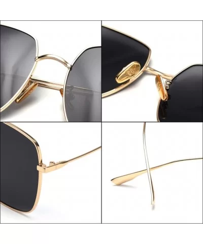 Mirror Sunglasses Men Polarized Metal Frame Big Sun Glasses for Women Square - Silver With Yellow - C818W4C5SUG $6.56 Square