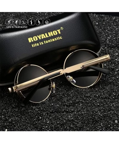 Polarized Round Sunglasses for Men Driving Fishing UV400 Protection Alloy Golden Frame - Silver - CJ18AXUL40O $9.94 Sport