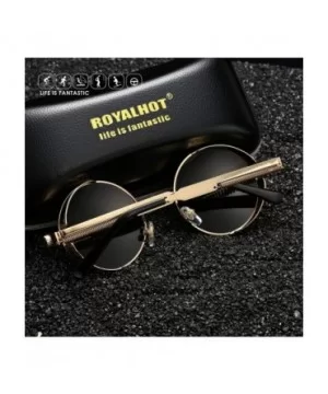 Polarized Round Sunglasses for Men Driving Fishing UV400 Protection Alloy Golden Frame - Silver - CJ18AXUL40O $9.94 Sport