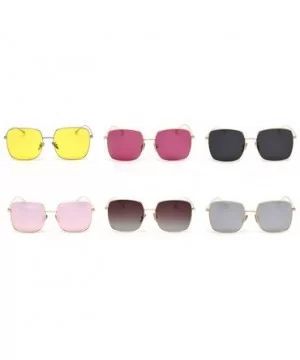 Mirror Sunglasses Men Polarized Metal Frame Big Sun Glasses for Women Square - Silver With Yellow - C818W4C5SUG $6.56 Square