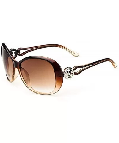 Women Fashion Oval Shape UV400 Framed Sunglasses Sunglasses - Coffee - C7196YUTAM4 $13.21 Oval