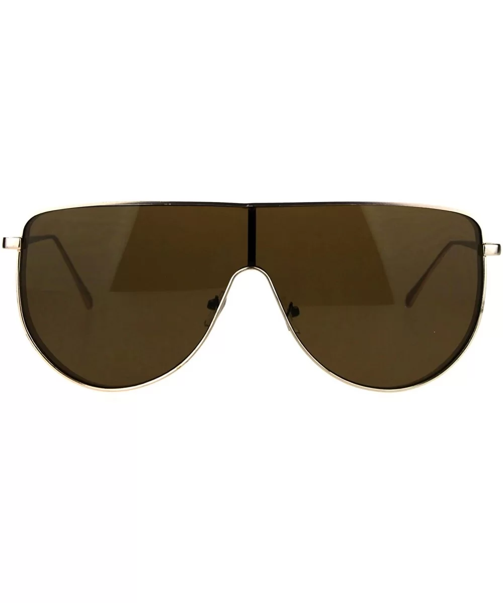 Oversized Futurism Robotic Shield Sport Racer Metal Rim Sunglasses - Gold Brown - CQ182OIORM6 $11.70 Oversized