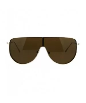 Oversized Futurism Robotic Shield Sport Racer Metal Rim Sunglasses - Gold Brown - CQ182OIORM6 $11.70 Oversized