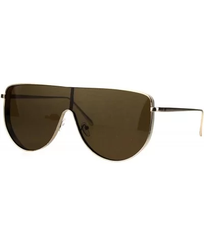 Oversized Futurism Robotic Shield Sport Racer Metal Rim Sunglasses - Gold Brown - CQ182OIORM6 $11.70 Oversized