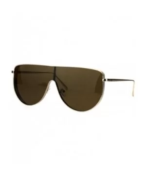 Oversized Futurism Robotic Shield Sport Racer Metal Rim Sunglasses - Gold Brown - CQ182OIORM6 $11.70 Oversized