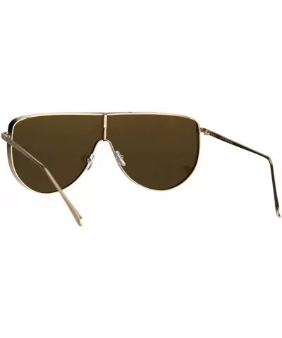 Oversized Futurism Robotic Shield Sport Racer Metal Rim Sunglasses - Gold Brown - CQ182OIORM6 $11.70 Oversized