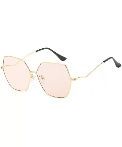 Sunglasses Womens Polygon Mirror - Gold/Pink - C318W0QYZEO $26.59 Rectangular