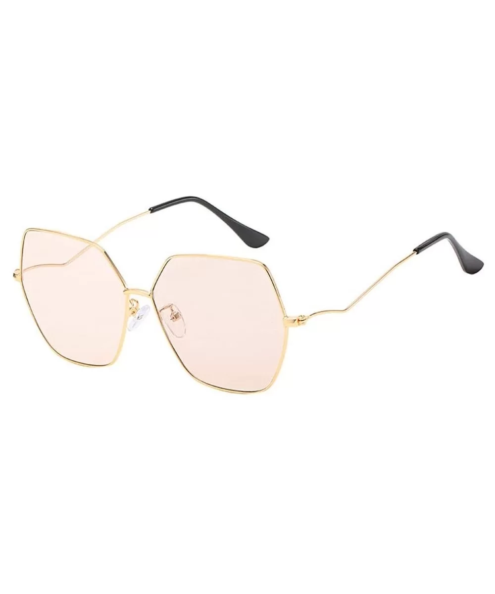 Sunglasses Womens Polygon Mirror - Gold/Pink - C318W0QYZEO $26.59 Rectangular