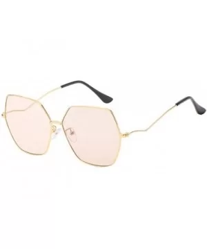 Sunglasses Womens Polygon Mirror - Gold/Pink - C318W0QYZEO $26.59 Rectangular