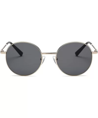 Retro Vintage Metal Circle Round UV Protection Unisex Fashion Sunglasses - Black - C318IODKKCD $7.45 Round