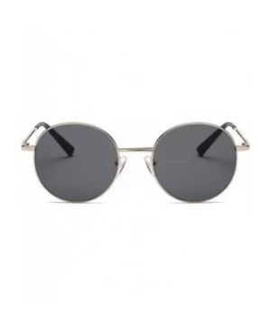 Retro Vintage Metal Circle Round UV Protection Unisex Fashion Sunglasses - Black - C318IODKKCD $7.45 Round