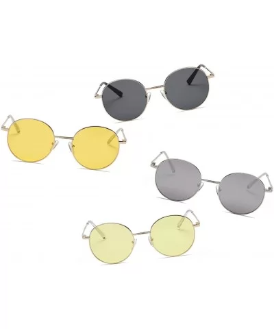 Retro Vintage Metal Circle Round UV Protection Unisex Fashion Sunglasses - Black - C318IODKKCD $7.45 Round