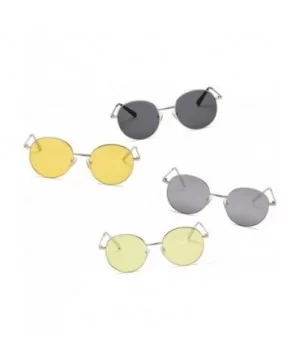 Retro Vintage Metal Circle Round UV Protection Unisex Fashion Sunglasses - Black - C318IODKKCD $7.45 Round