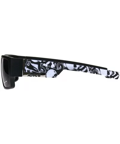 Locs Sunglasses Mens Rectangular Matte Black Skull Print Shades UV 400 - C718D4ITHGK $9.89 Rectangular