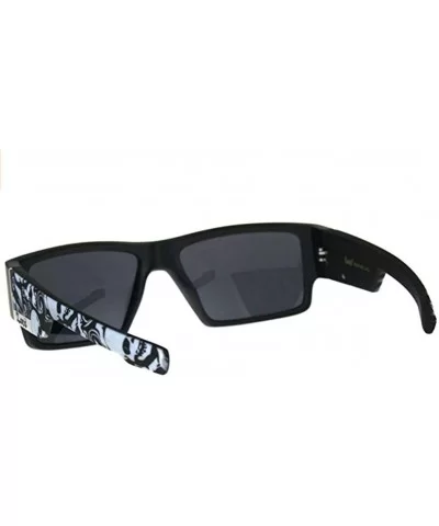 Locs Sunglasses Mens Rectangular Matte Black Skull Print Shades UV 400 - C718D4ITHGK $9.89 Rectangular