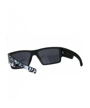 Locs Sunglasses Mens Rectangular Matte Black Skull Print Shades UV 400 - C718D4ITHGK $9.89 Rectangular