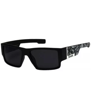 Locs Sunglasses Mens Rectangular Matte Black Skull Print Shades UV 400 - C718D4ITHGK $9.89 Rectangular