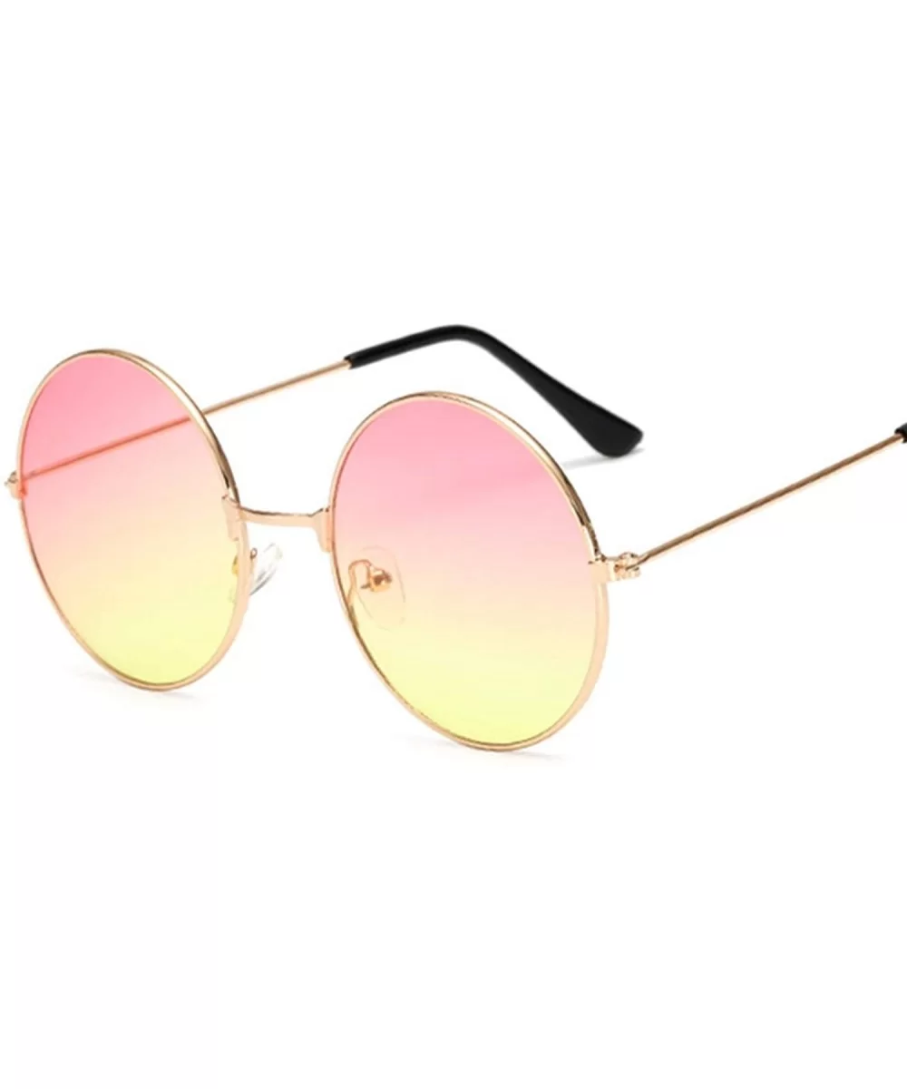 Round Mirror Sunglasses Women Luxury Brand Original Design Black Sun Glasses Female Oculos - Pink Yellow - C618W9K4C0R $13.99...