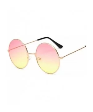 Round Mirror Sunglasses Women Luxury Brand Original Design Black Sun Glasses Female Oculos - Pink Yellow - C618W9K4C0R $13.99...