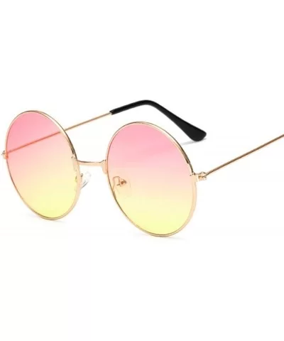 Round Mirror Sunglasses Women Luxury Brand Original Design Black Sun Glasses Female Oculos - Pink Yellow - C618W9K4C0R $13.99...