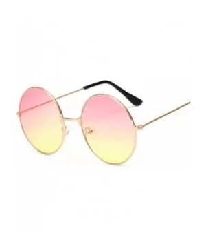 Round Mirror Sunglasses Women Luxury Brand Original Design Black Sun Glasses Female Oculos - Pink Yellow - C618W9K4C0R $13.99...