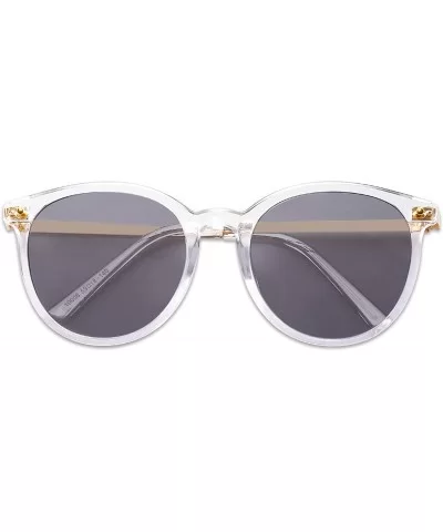 Vintage Round Sunglasses for Women Classic Retro Designer Style SJ2120 - C6 Transparent Frame/Light Grey Lens - CW199O7WTYR $...